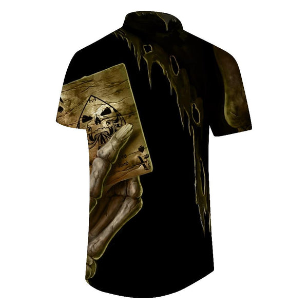 
Poker Short Mens Vintage Shirt 3D Sleeve Shirt Fashion Retro Poker Print Shirt Summer Regular Button Casual Beach Shirt Tops
                