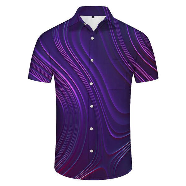 
Purple Print Men's Cuban Retro Style Hawaiian Button Novelty Short Sleeve Shirt Summer Beach Shirt Short Sleeve
                