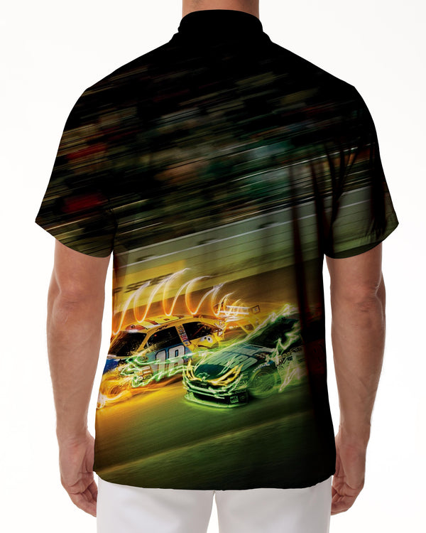 
Competition racing cool style shirt men's casual short sleeve tropical summer lapel pocket vacation beach clothing four seasons
                