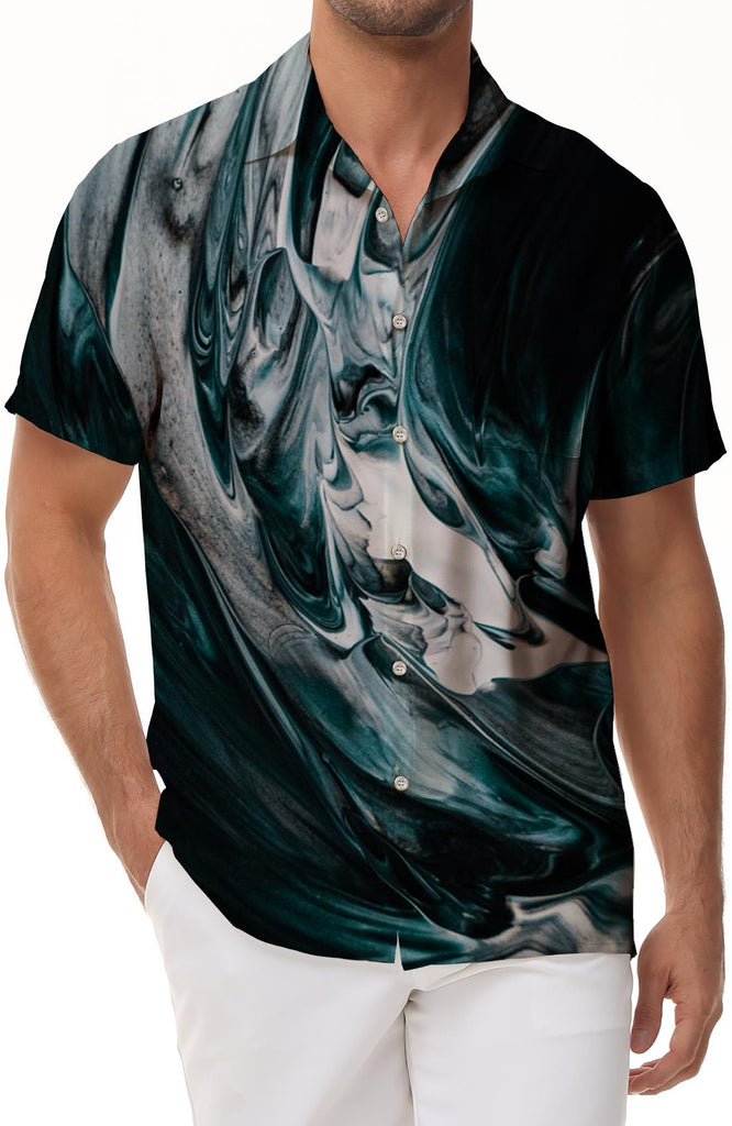 Painting oil painting men's casual shirts printing Hawaiian shirts men's lapel vintage street shirts camping