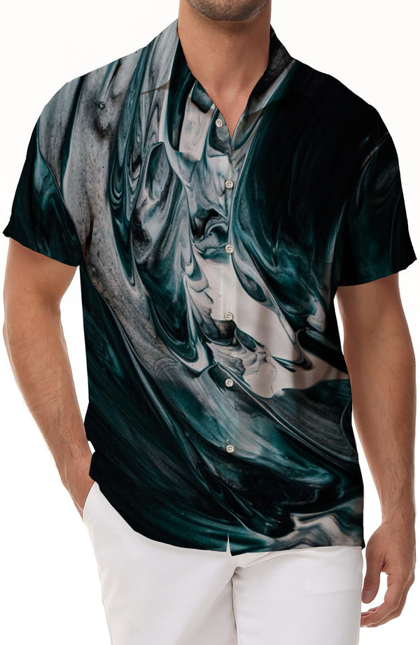 Painting oil painting men's casual shirts printing Hawaiian shirts men's lapel vintage street shirts camping