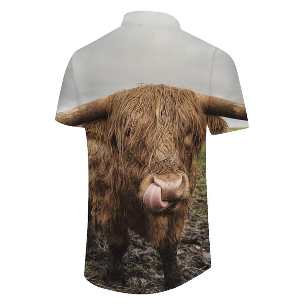 
Scottish Highland Highland Cow Men's Shirt Short Sleeve Hawaiian Shirt Beach Casual Work Shirt Tops
                