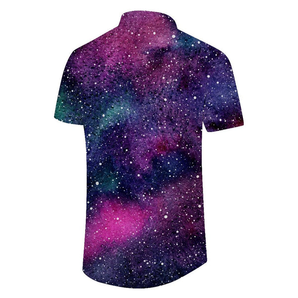 
Purple Galaxy Fashion Casual Men's Short Sleeve Tropical Hawaiian Button Lapel Loose Lapel Shirt Regular Style
                