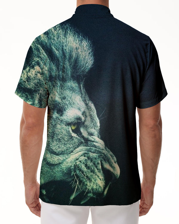 
Tropical Rainforest Animal Lion Men's Regular Short Sleeve Shirt Hawaiian Tropical Beach Vacation Clothing
                
