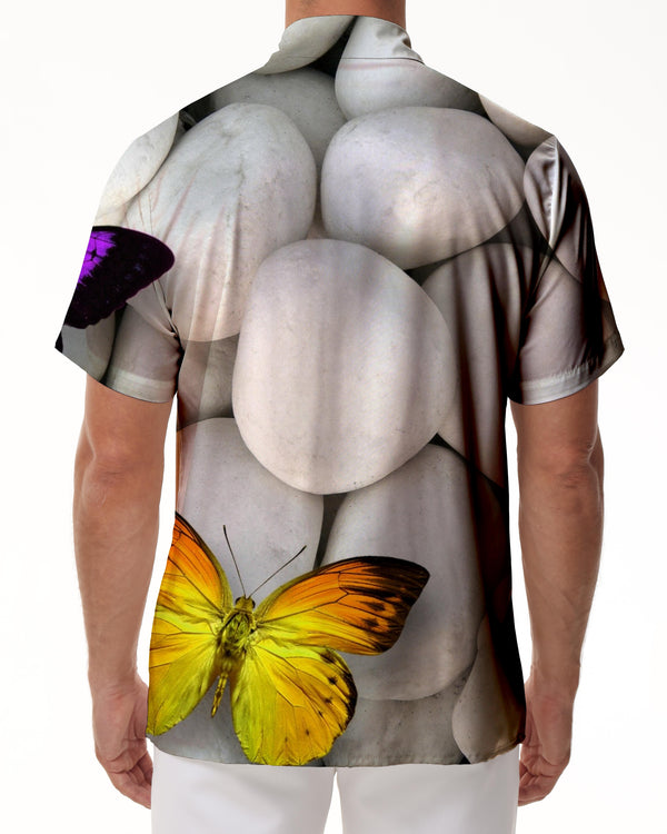 
Hawaiian men's butterfly and marble art style interesting tropical four seasons short sleeve tops for men suitable for summer casual daily indoor
                