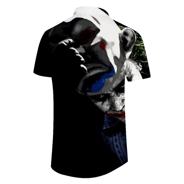 
Black fun clown movie punk short sleeve shirt print pattern summer fashion men's short sleeve shirt daily
                