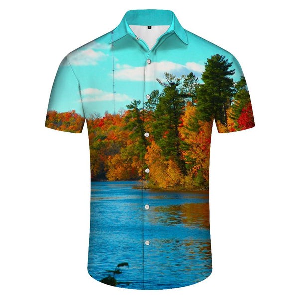 
Summer trendy Hawaiian floral shirts casual men's button down shirts suitable for holiday beach party
                