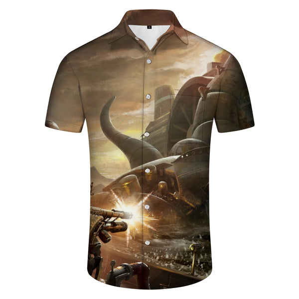 
Cool shooting game breathable short-sleeved Hawaiian shirt men's fun Hawaiian ocean vacation beach tops
                