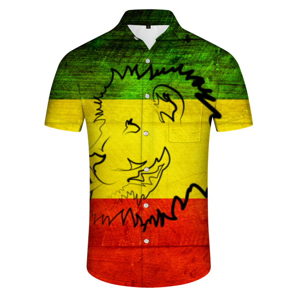 
Traffic light personalized art pattern men's short-sleeved button-down top summer Hawaii tropical ocean seaside surfing
                