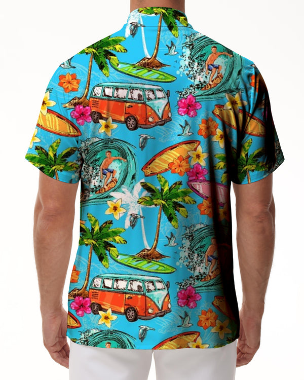 
Hawaiian Surfer On Wavy Print Men'S Hawaiian Shirts Casual Floral Button Down, Short Sleeve Beach Tropical Shirt
                
