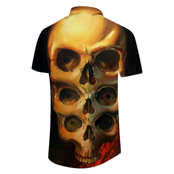 
3D Skull Print Short Sleeve Button Lapel Casual Men's Hawaiian Short Sleeve Shirt Tops
                