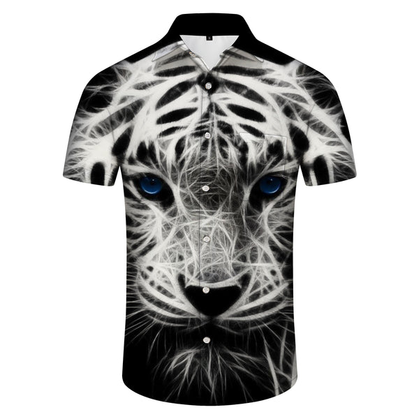 
Men's short-sleeved tiger pattern shirt business home clothes casual summer wear sweat-absorbent quick-drying breathable fashion
                