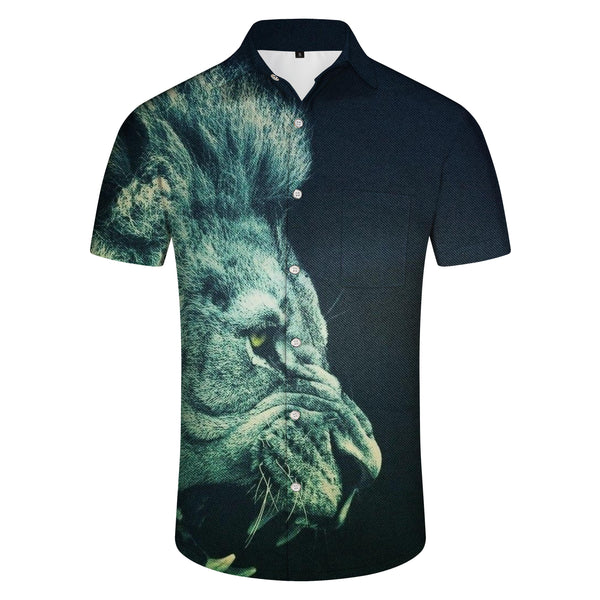
Tropical Rainforest Animal Lion Men's Regular Short Sleeve Shirt Hawaiian Tropical Beach Vacation Clothing
                