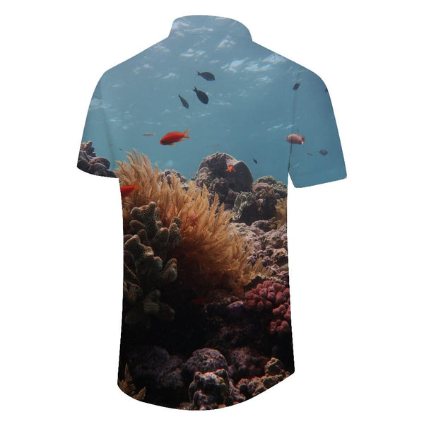 
Undersea Tropical Fish Print Men's Short Sleeve Button Shirt Casual Loose Summer Beach Shirt Short Sleeve
                