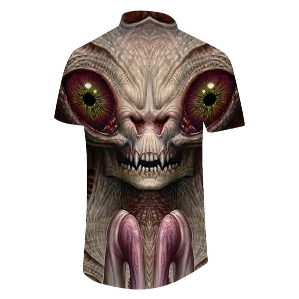 
Starry sky alien hip hop rap short sleeve shirt tropical summer Hawaiian button-down lapel pocket men's casual tops
                