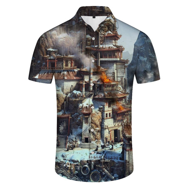 
Hawaiian Tropical Lapel Pocket Short Sleeve Shirt Beach Short Sleeve Men's Casual Loose Short Sleeve
                