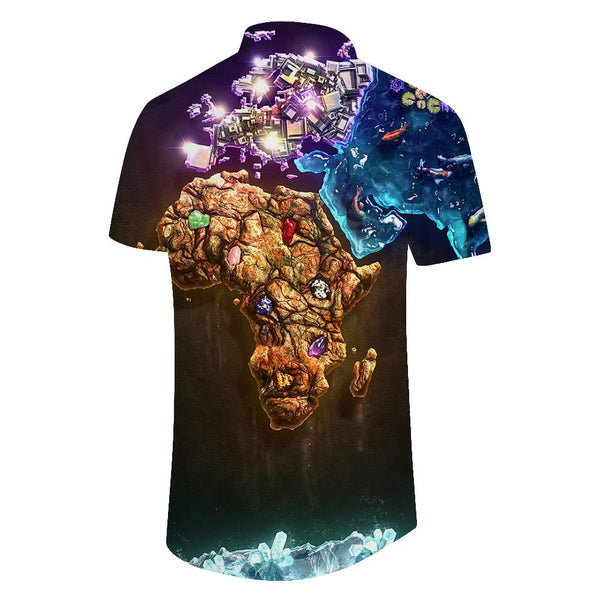 
World map in the game Men's casual short-sleeved shirt beach summer print men's vacation seaside party
                