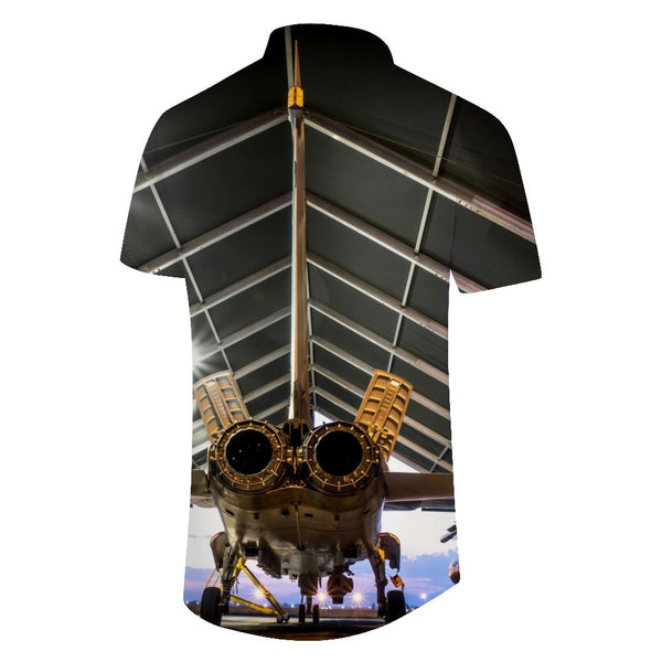 
Perfect for the beach summer shirts jet fighter print mens casual fashion regular fit short sleeve button down shirt
                