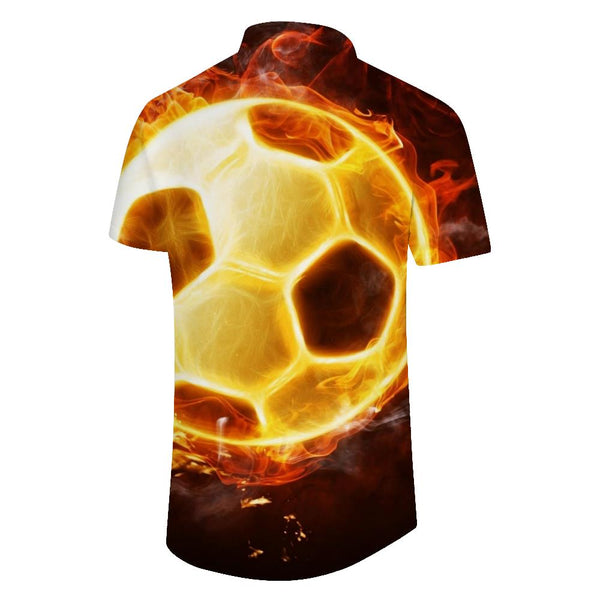 
Football burning football sports flame short sleeve shirt men's casual Hawaiian casual button down short sleeve shirt pattern button down
                