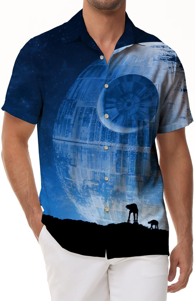 Appearance Planet Fashion Men's Casual Loose Fashion Button Lapel Pocket Hawaiian Tropical Summer Short Sleeve Shirt Beach