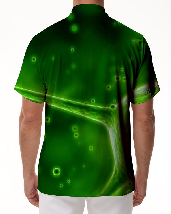 
Green leaf bacteria loose button shirt Hawaiian men's shirt short-sleeved printed clothes cool in summer
                