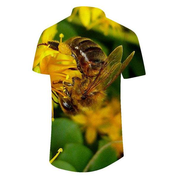 
Yellow Flowers and Black Bees Tropical Beach Shirt Men's Hawaiian Shirt Hawaiian Button Breathable
                