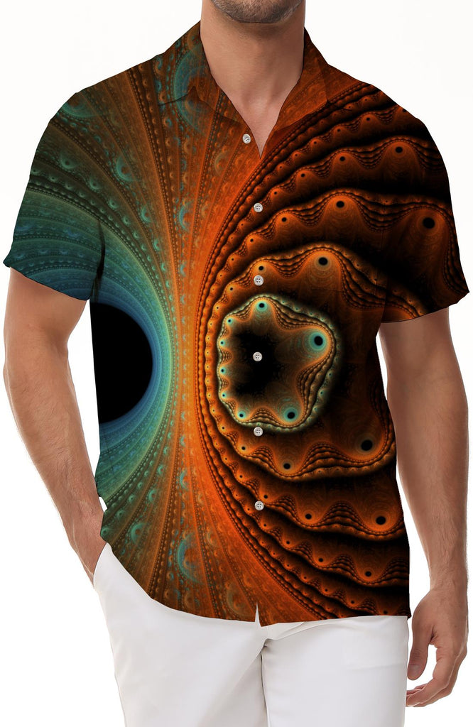 Abstract Colorful Regular Fit 3D Printed Men's Lapel Casual Short Sleeve Leisure Travel Button Top