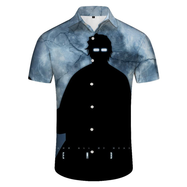
Japanese anime silhouette Hawaii 3D print pattern men's casual beach vacation short-sleeved shirt top
                