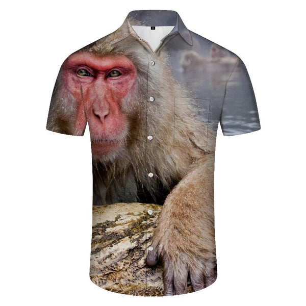 
Monkey Animal Hawaiian Pattern Fashion Retro Short Sleeve Shirt Beach Seaside Fashion Tropical Four Seasons Casual Short Sleeve Shirt Loose Men's Short Sleeve Shirt Style
                