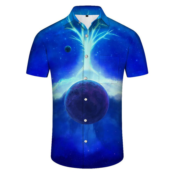 
Fantasy art space nature galaxy mens hawaiian shirt beach cropped shirt summer button down shirt men
                