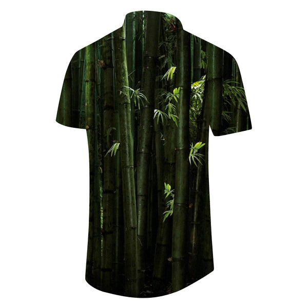 
Natural scenery bamboo forest Hawaiian shirt short sleeve button shirt men men's four seasons shirt
                