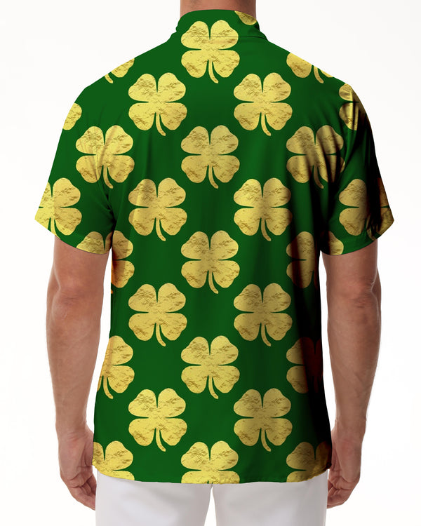 
Men's Regular Fit Hawaiian Shirt Green Shamrock Loose Fit Summer Beach Short Sleeve Shirt Casual Button Shirt
                