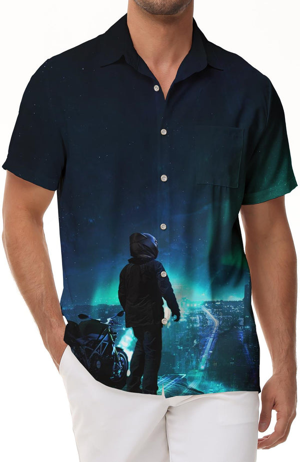 European and American casual short-sleeved shirts fashion trend men's casual shirts short-sleeved button shirts retro tropical four seasons Hawaiian beach clothing