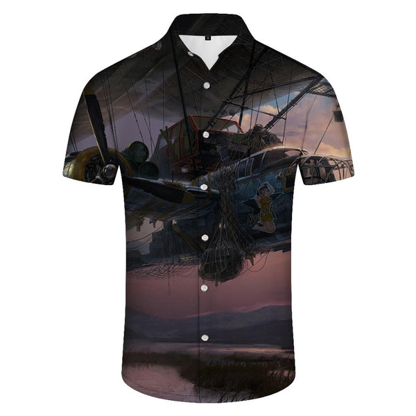 
Sky High Airplane Hawaiian Button Lapel Men's Casual Shirt Short Sleeve Daily Party Beach Swimwear
                