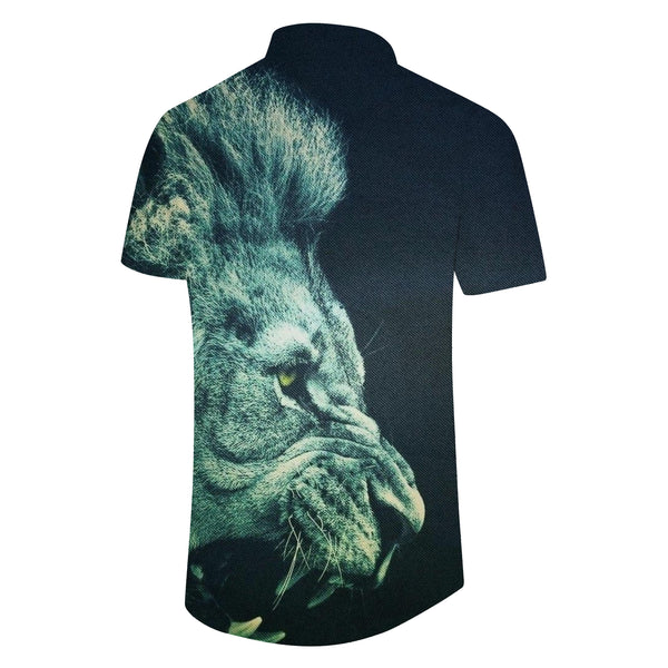 
Tropical Rainforest Animal Lion Men's Regular Short Sleeve Shirt Hawaiian Tropical Beach Vacation Clothing
                