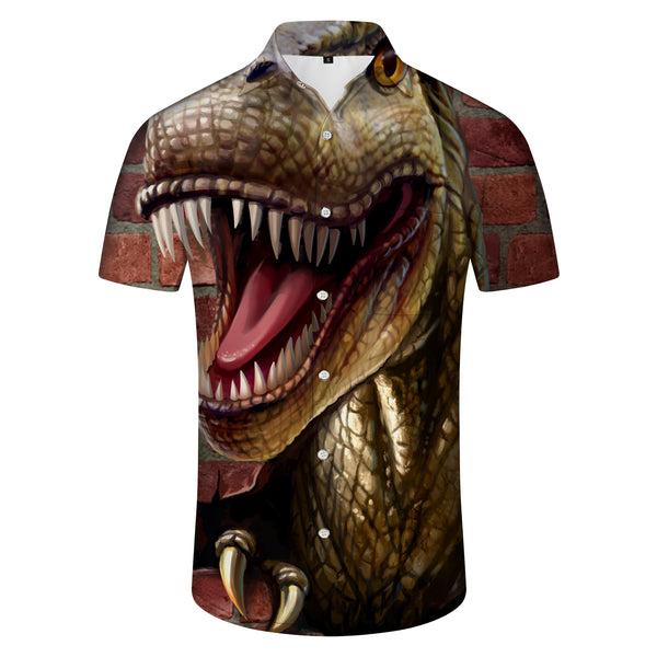 
Dinosaur Men's Fashion Shirt Regular Short Sleeve Button Shirt Casual Tropical Four Seasons Shirt
                