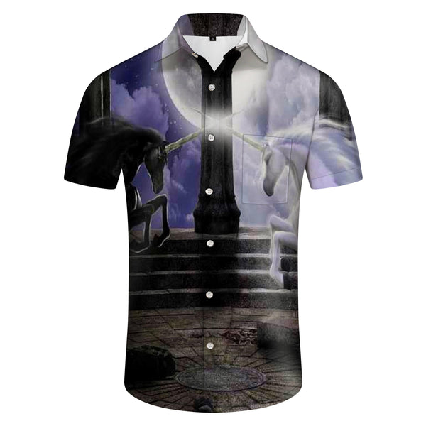 
Unicornrn Magic Design Hawaiian Shirt Men's Casual Short Sleeve Top Button-up Regular Fit Shirt Four Seasons
                