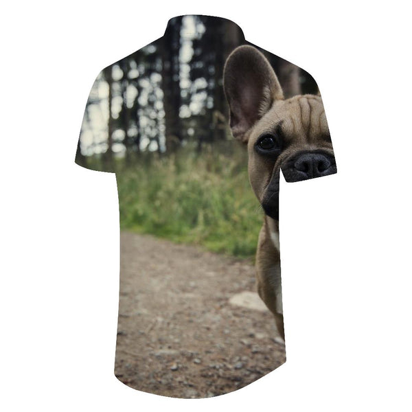 
Ears French Bulldog Print Men's Casual Button Down Summer Beach Button Down Shirt Animal
                