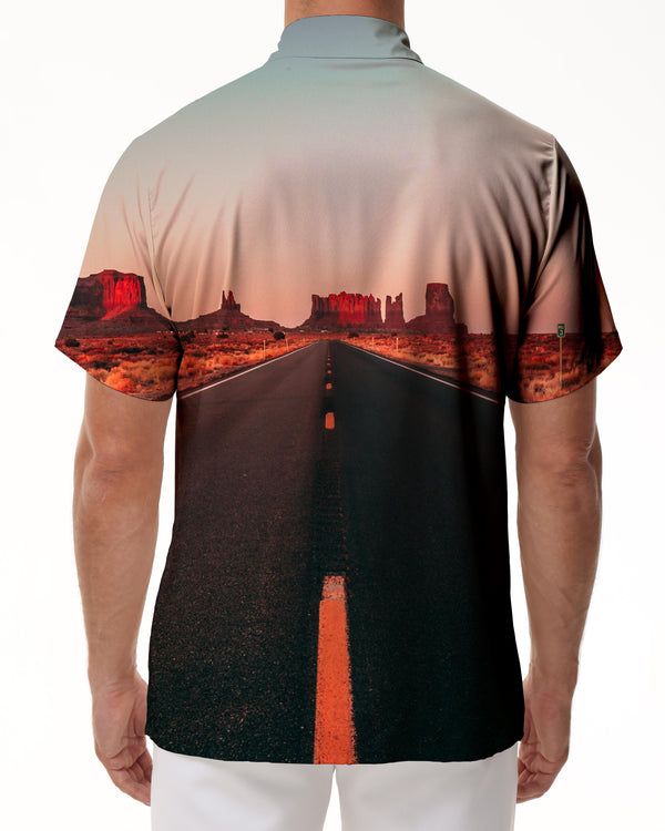 
Xinjiang Nature High Speed Fun Men's Casual Short Sleeve Loose Shirt Landscape Hawaiian Button Pocket Lapel Personalized Short Sleeve Shirt Top
                