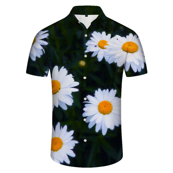 
White Daisy Short Sleeve Button Shirt Men's Loose Casual Short Sleeve Shirt Hawaiian Short Sleeve Shirt Button Lapel Tropical Four Seasons Shirt Short Sleeve
                