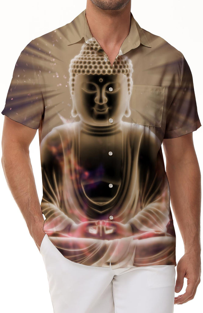 Beautiful Mandala Buddha Shirt Men's Short Sleeve Beach Shirt Button Shirt Men's Hawaiian Shirt Tops