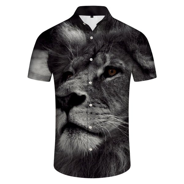 
Majestic black animal tropical Hawaiian button-down shirt summer casual short-sleeved men's shirt regular style top suitable for daily walking travel beach party
                