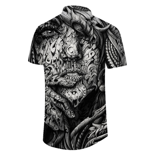 
Gray artistic style casual short-sleeved men's loose, comfortable, breathable and fashionable seaside beach short-sleeved
                