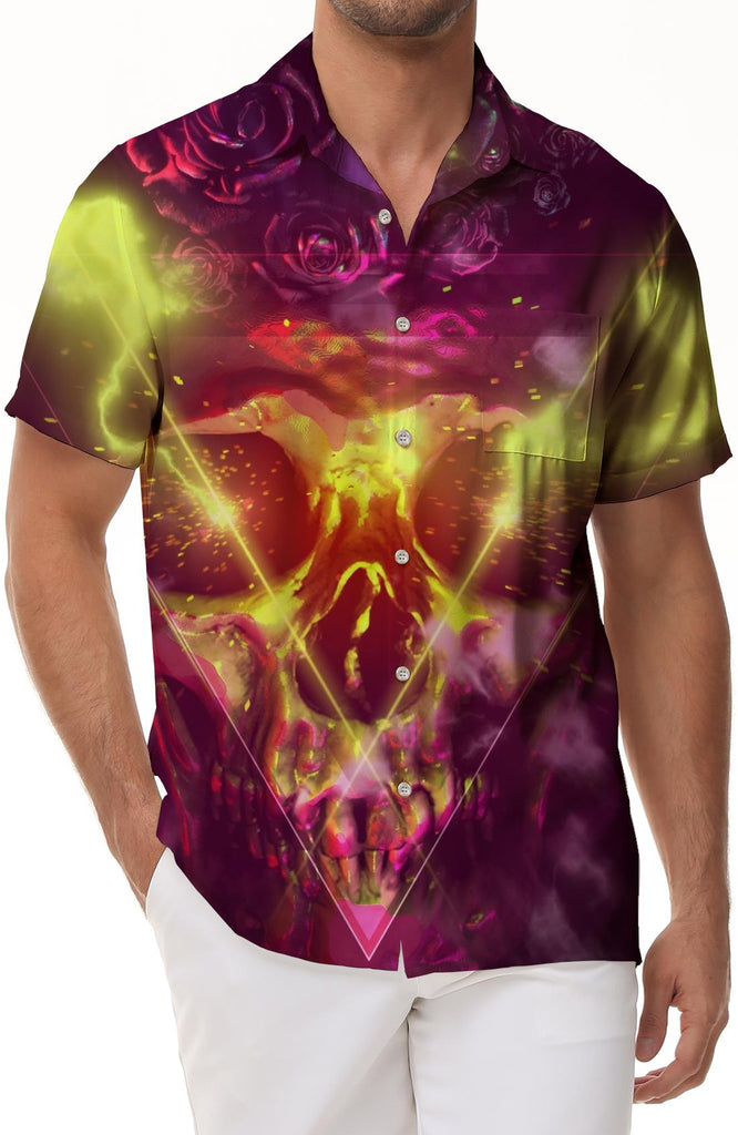 Zombie Cool Skeleton Western Seaside Beach Shirt Casual Men's Loose Daily Hawaiian Short Sleeve Beach Ocean Clothing