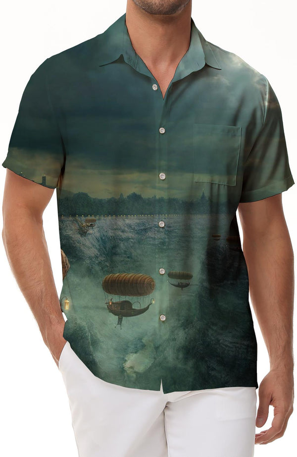 Canyon Cliff Men's Shirt Button Down Shirt Summer Casual Short Sleeve Tops for Office Beach Travel