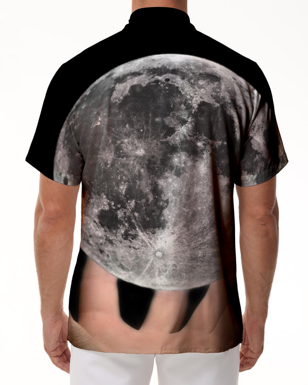 
Moon in Hand Button Collar Shirt with Pocket Ball Men's Short Sleeve Shirt Men's Casual Short Sleeve Shirt Loose Vacation Seaside Party
                