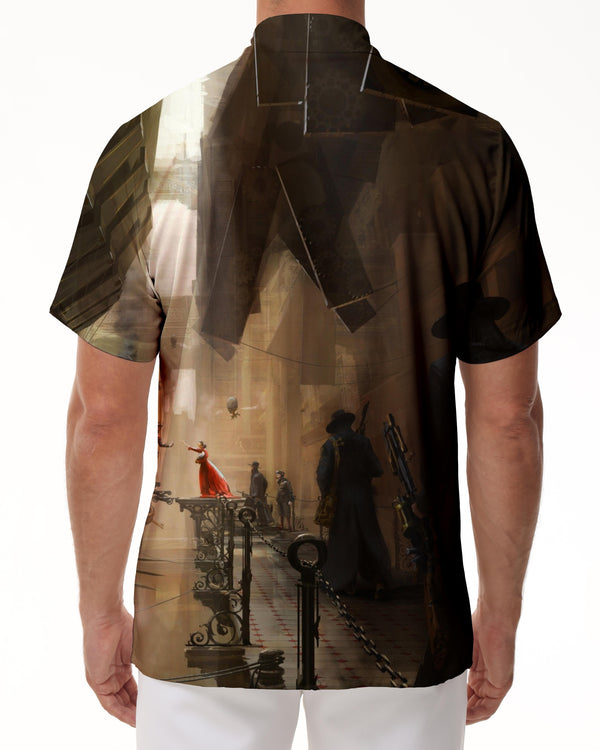 
European and American printed men's summer casual fashion style short-sleeved clothes short-sleeved tops Hawaiian shirts
                