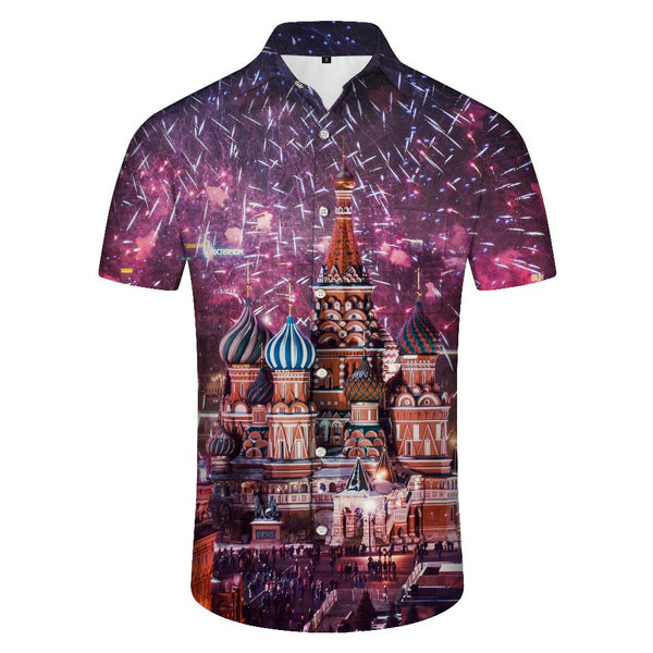 
St. Basil's Cathedral Russia 3D printed Hawaiian shirt men's fashion beach shirt style summer
                