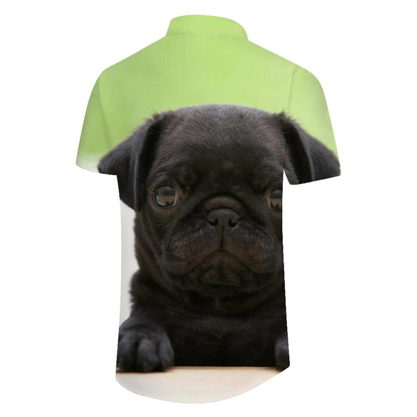 
Cute Black Pug Short Sleeve Beach Shirt Summer Leisure Tropical Vacation Beach Men's Hawaiian Short Sleeve
                