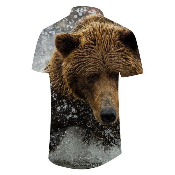 
Wild Brown Bear Hawaiian Shirt Men's Casual Button Short Sleeve Tropical Summer Beach Fashion Popular
                